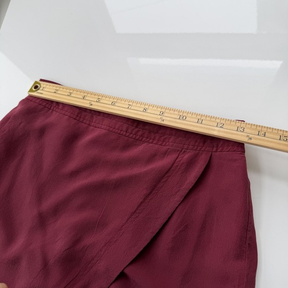 Madewell Skirt Womens Small Burgundy Silk Wrap‎ Front Tulip Hem Lined Holiday - Picture 14 of 15